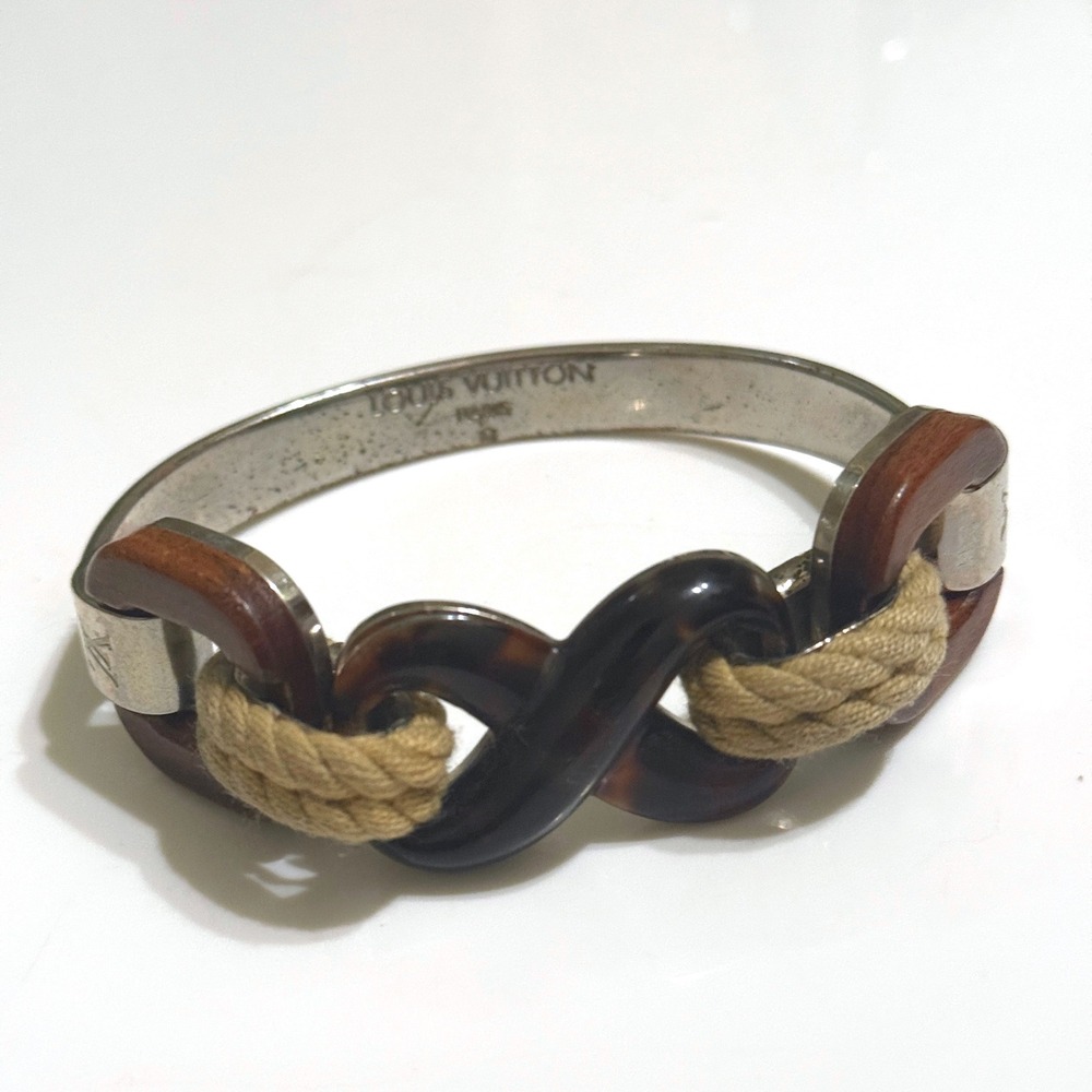Rare Vintage Louis Vuitton Wood Tortoise Resin & Nautical‎ Rope Cuff Bracelet - Picture 2 of 11